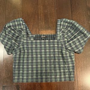 MADEWELL BRAND NEW PLAID PUFF SLEEVE TOP